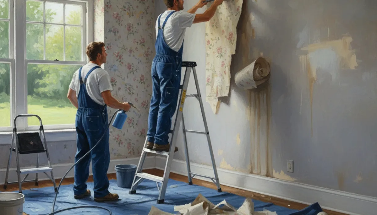 Wallpaper removal in Tacoma, WA by Tacoma Paint Pros, preparing walls for painting treatment
